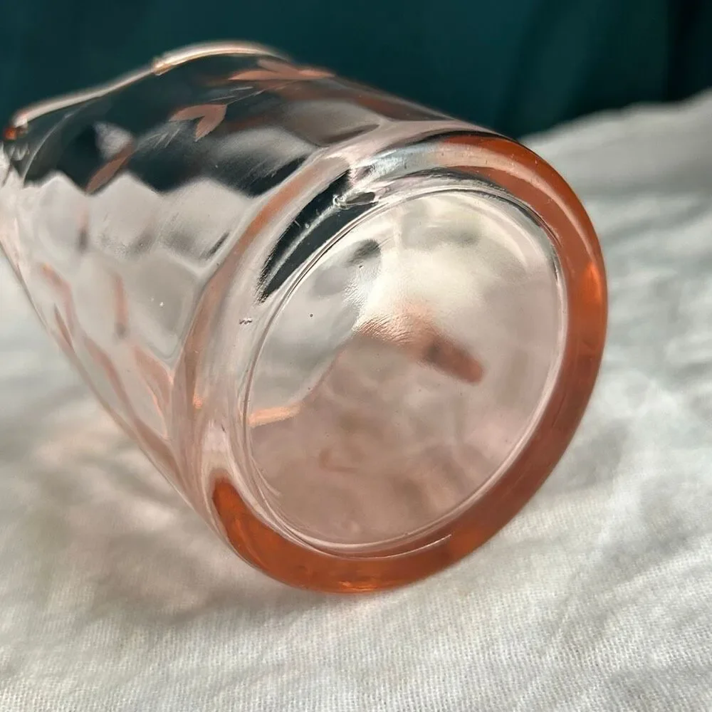 Vintage Hex Optic Pink Glass Creamer Jeannette